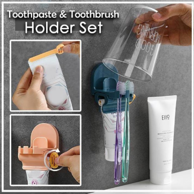 2 In 1 Toothpaste Squeezer & Toothbrush Holder