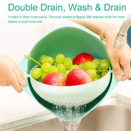 2 in 1 Double Drainer Strainer Washing Bowl