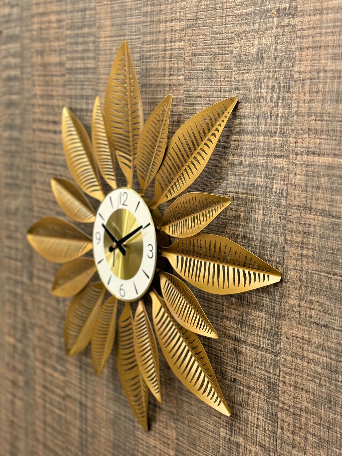 Golden Flower Wall Clock