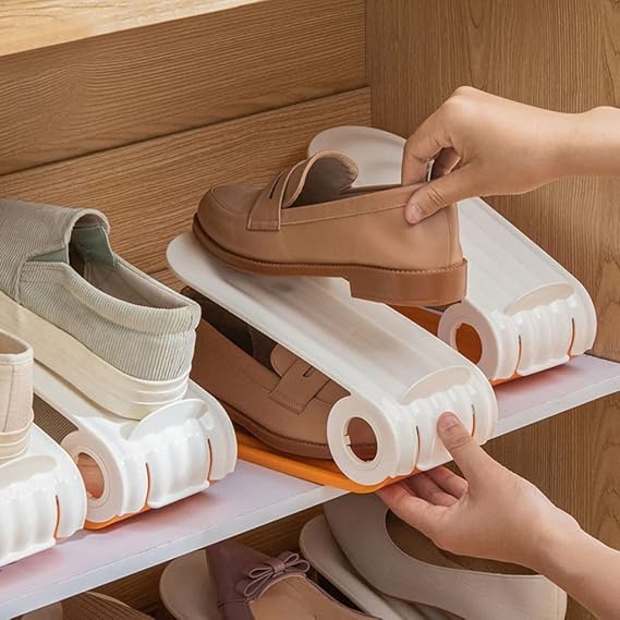 Adjustable 2 Level Shoe Slots Organizer