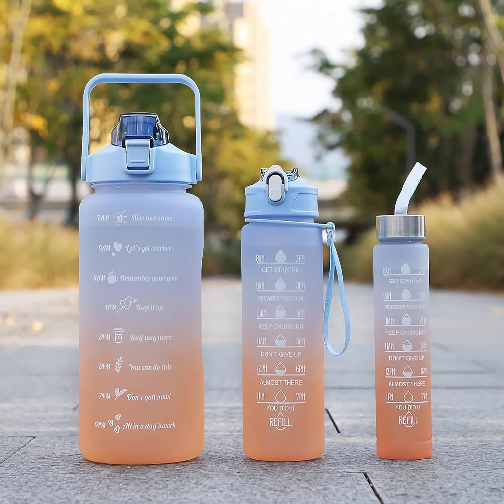 Set Of 3 Motivational Sports Water Bottle