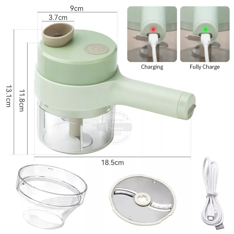 4 In 1 Rechargeable Vegetable Cutter Chopper