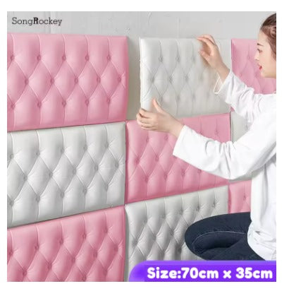 5 Pieces 3D Wall Stickers Wallpaper Self-adhesive Thicken Tatami Anti-collision Wall Mat