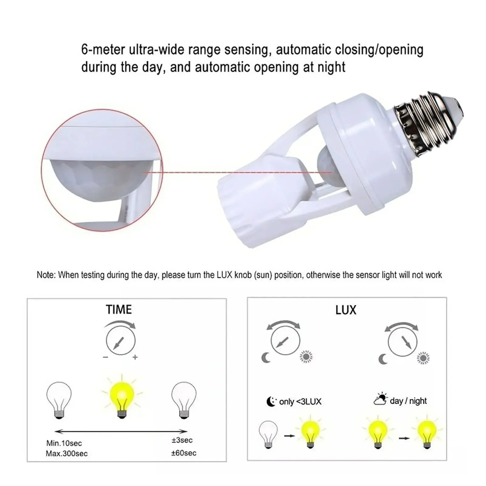 Pack of 2 Motion Sensor Light Socket Only Holder